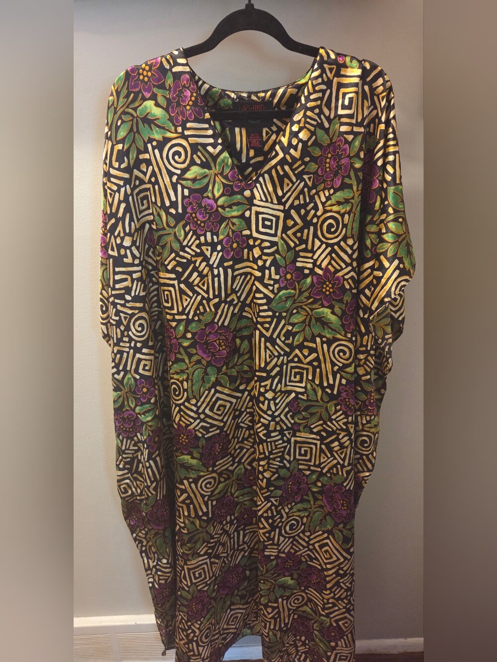 Ashro Black Tunic with Gold, Green & Purple Accents